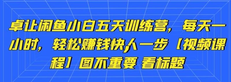 卓让闲鱼小白五天训练营,每天一小时,轻松赚钱快人一步【视频课程】-生财有道