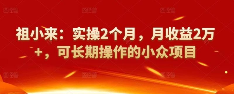 祖小来：实操2个月，月收益2万+，可长期操作的小众项目-生财有道