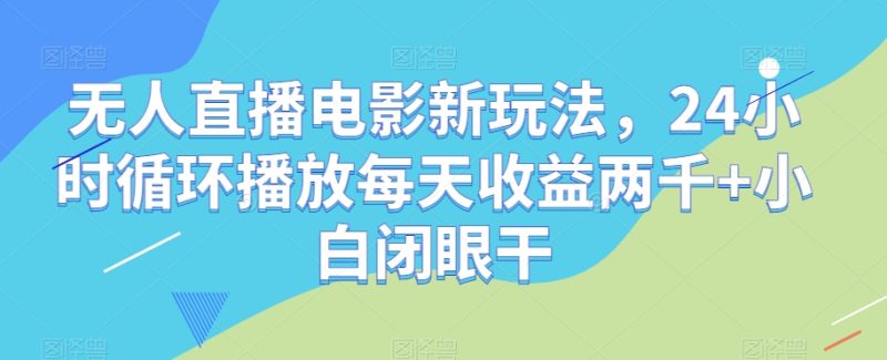 无人直播电影新玩法，24小时循环播放每天收益两千+小白闭眼干【揭秘】-生财有道
