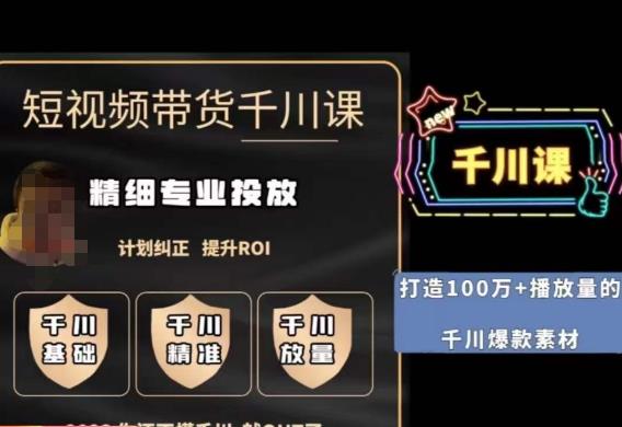 短视频带货-千川专业投放课,精细化专业投放,计划纠正,提升ROI-生财有道