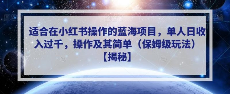 适合在小红书操作的蓝海项目，单人日收入过千，操作及其简单（保姆级玩法）【揭秘】-生财有道