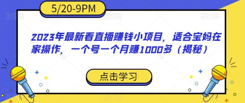 2023年最新看直播赚钱小项目，适合宝妈在家操作，一个号一个月赚1000多（揭秘）-生财有道