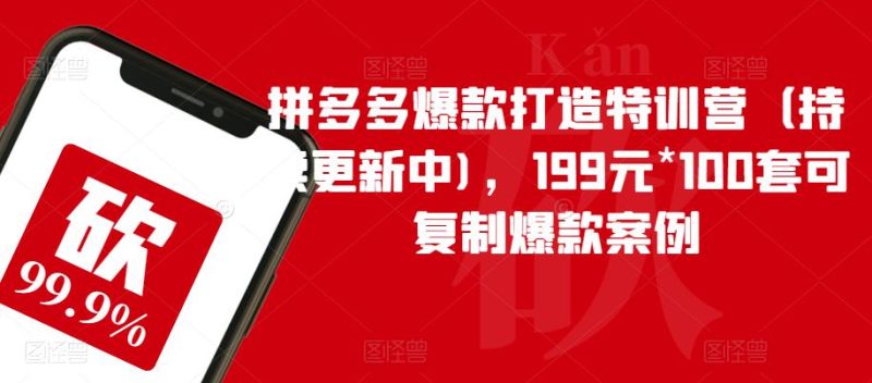 拼多多爆款打造特训营(持续更新中),199元*100套可复制爆款案例-生财有道