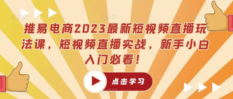 推易电商2023最新短视频直播玩法课，短视频直播实战，新手小白入门必看！-生财有道