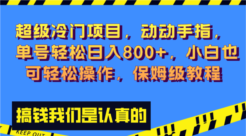 （8205期）超级冷门项目,动动手指，单号轻松日入800+，小白也可轻松操作，保姆级教程-生财有道