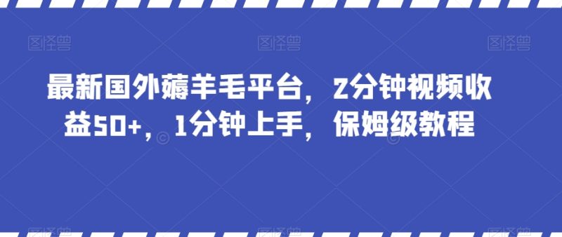 最新国外薅羊毛平台，2分钟视频收益50+，1分钟上手，保姆级教程【揭秘】-生财有道