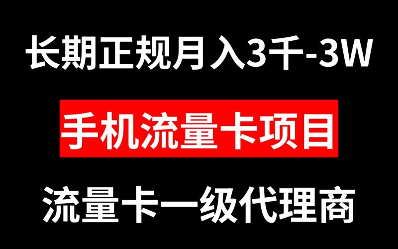(8311期)手机流量卡代理月入3000-3W长期正规项目-生财有道