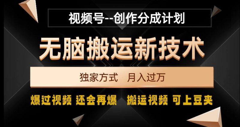 视频号无脑搬运新技术,破原创壕流量,独家方式,爆过视频,还会再爆【揭秘】-生财有道
