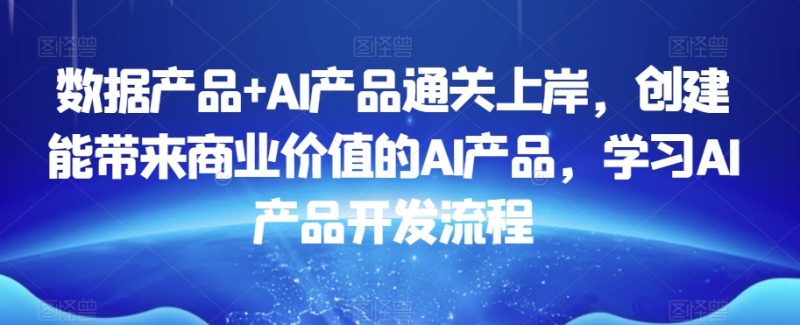 数据产品+AI产品通关上岸,创建能带来商业价值的AI产品,学习AI产品开发流程-生财有道