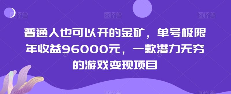 普通人也可以开的金矿，单号极限年收益96000元，一款潜力无穷的游戏变现项目【揭秘】-生财有道