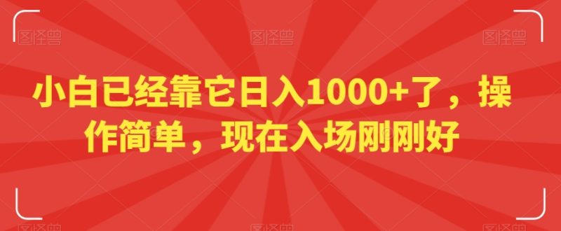 小白已经靠它日入1000+了,操作简单,现在入场刚刚好【揭秘】-生财有道