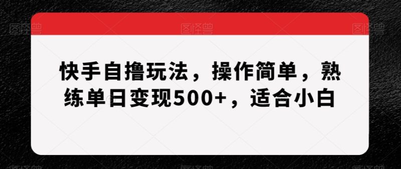 快手自撸玩法,操作简单,熟练单日变现500+,适合小白【揭秘】-生财有道