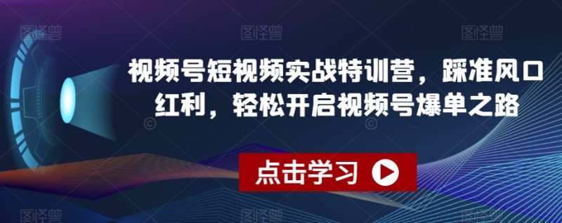 视频号短视频实战特训营，踩准风口红利，轻松开启视频号爆单之路-生财有道