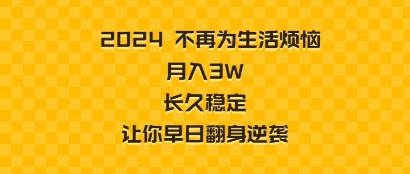 (8757期)2024不再为生活烦恼 月入3W 长久稳定 让你早日翻身逆袭-生财有道