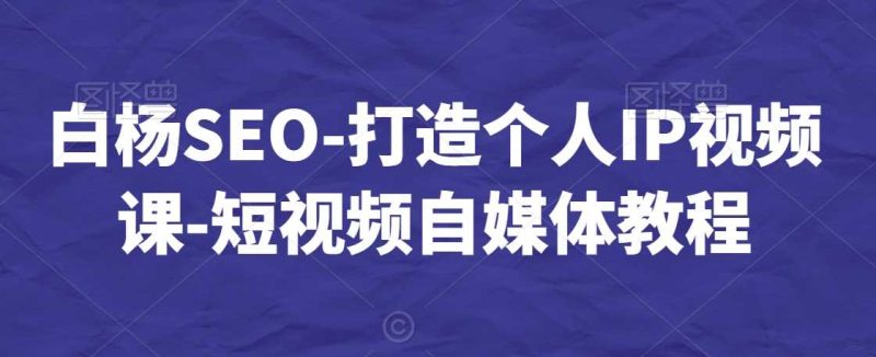 白杨SEO-打造个人IP视频课-短视频自媒体教程-生财有道