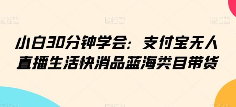 小白30分钟学会:支付宝无人直播生活快消品蓝海类目带货【揭秘】-生财有道