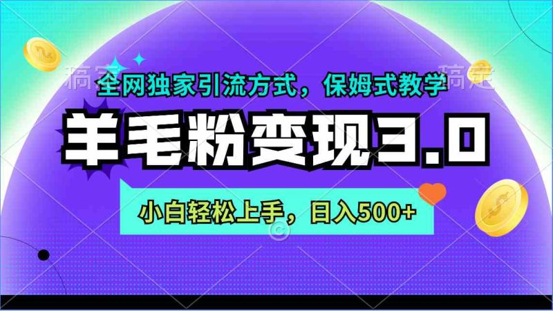 （9116期）羊毛粉变现3.0 全网独家引流方式，小白轻松上手，日入500+-生财有道