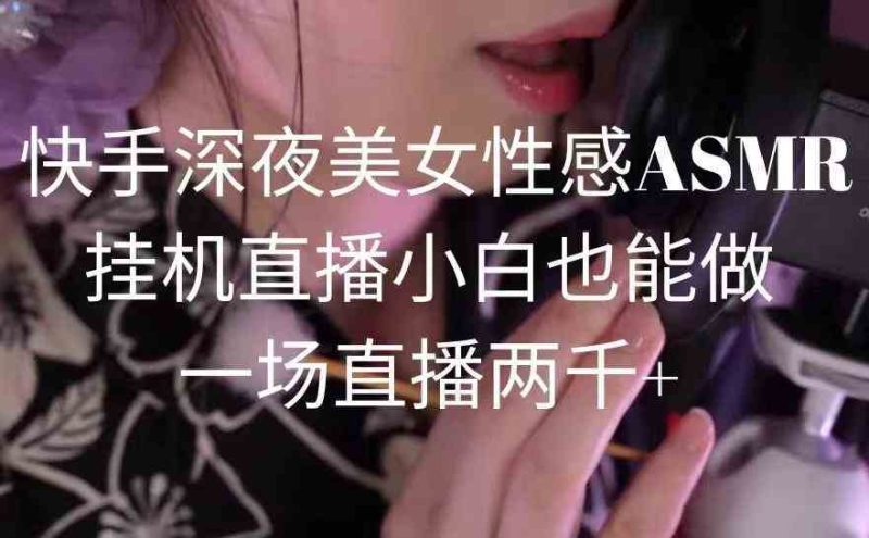 （9243期）快手深夜美女性感ASMR挂机直播，小白也能做，一场直播两千+-生财有道