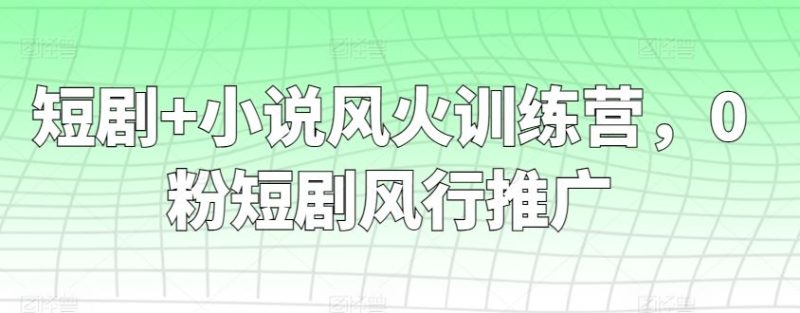 短剧+小说风火训练营，0粉短剧风行推广-生财有道