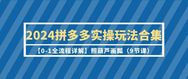(9559期)2024拼多多实操玩法合集【0-1全流程详解】照葫芦画瓢(9节课)-生财有道