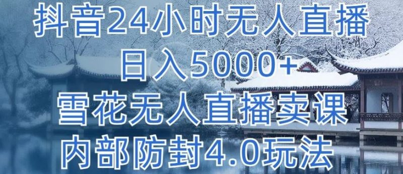 抖音24小时无人直播 日入5000+，雪花无人直播卖课，内部防封4.0玩法【揭秘】-生财有道
