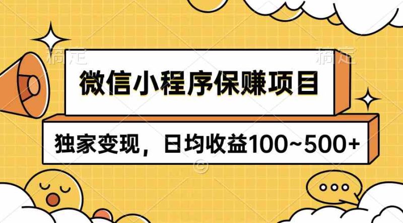 （9900期）微信小程序保赚项目，独家变现，日均收益100~500+-生财有道