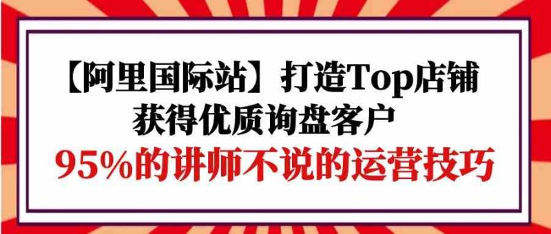 （9976期）【阿里国际站】打造Top店铺-获得优质询盘客户，95%的讲师不说的运营技巧-生财有道