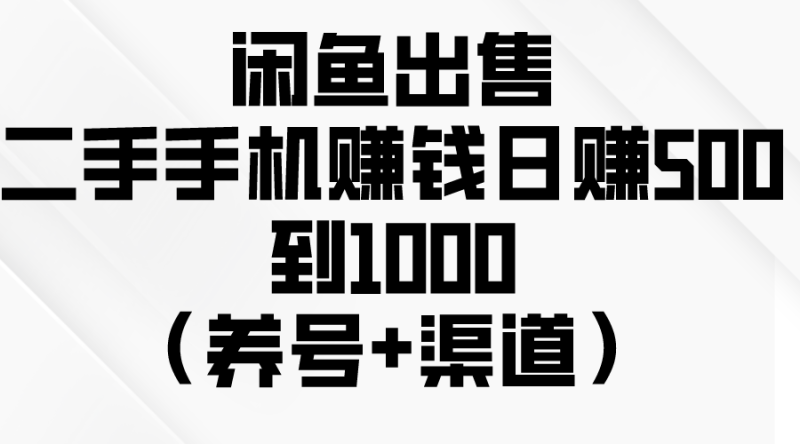 （10269期）闲鱼出售二手手机赚钱，日赚500到1000（养号+渠道）-生财有道