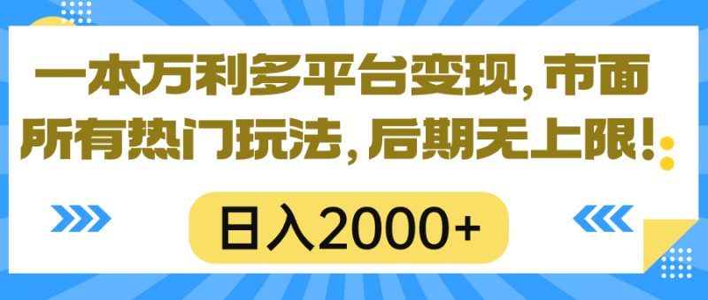 (10311期)一本万利多平台变现,市面所有热门玩法,日入2000+,后期无上限!-生财有道