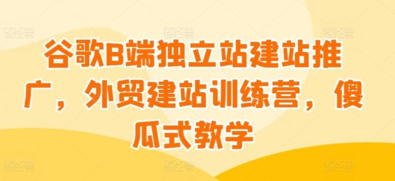 谷歌B端独立站建站推广，外贸建站训练营，傻瓜式教学-生财有道