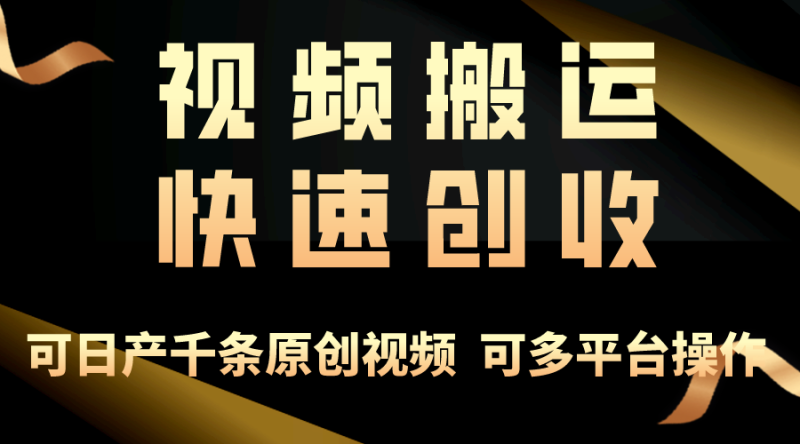 （10417期）一步一步教你赚大钱！仅视频搬运，月入3万+，轻松上手，打通思维，处处…-生财有道
