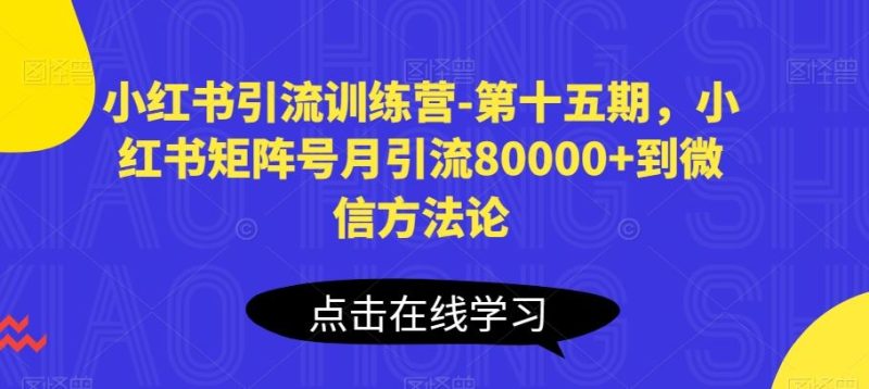 小红书引流训练营-第十五期，小红书矩阵号月引流80000+到微信方法论-生财有道