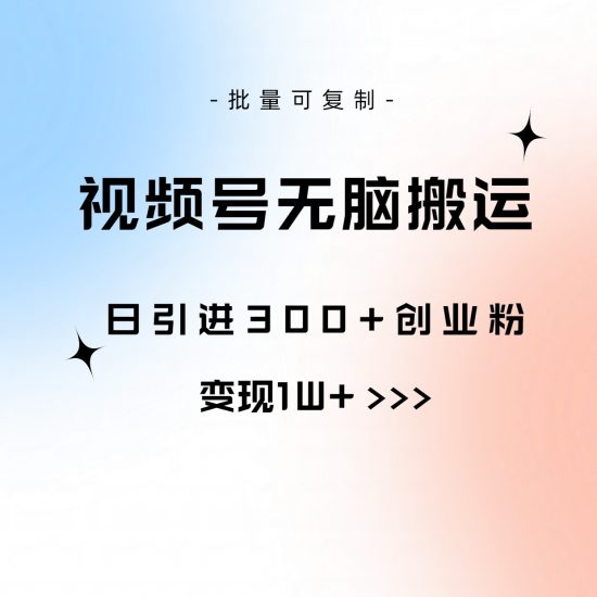 （10612期）视频号无脑搬运日引300+创业粉，变现1W+可批量复制-生财有道