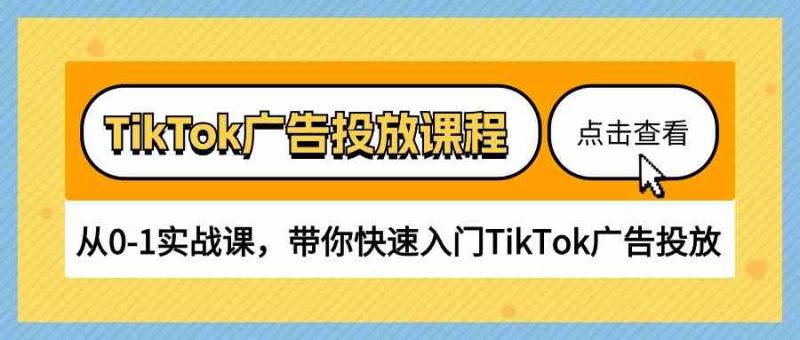 TikTok广告投放课程，从0-1实战课，带你快速入门TikTok广告投放（30节课）-生财有道