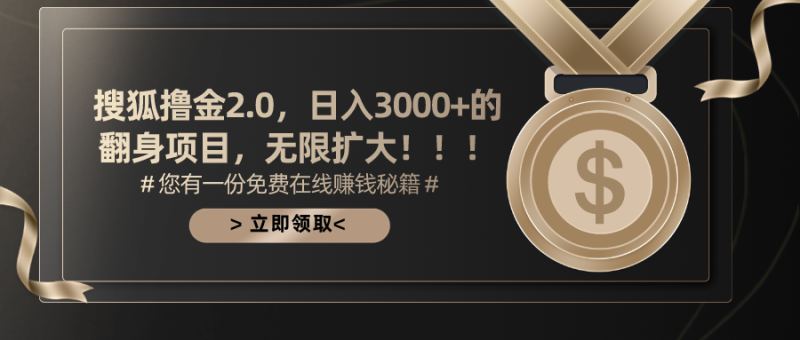(11196期)搜狐撸金2.0日入3000+,可无限扩大的翻身项目-生财有道