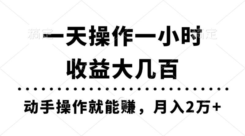 （11263期）一天操作一小时，收益大几百，动手操作就能赚，月入2万+教学-生财有道