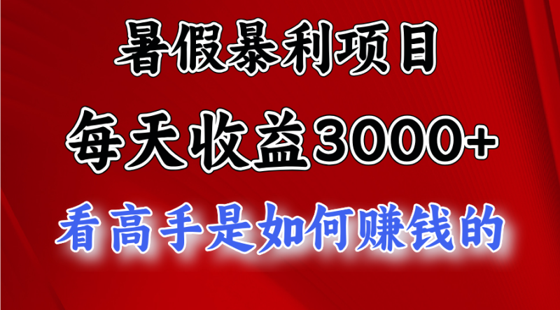 (11422期)暑假暴利项目,每天收益3000+ 努努力能达到5000+,暑假大流量来了-生财有道