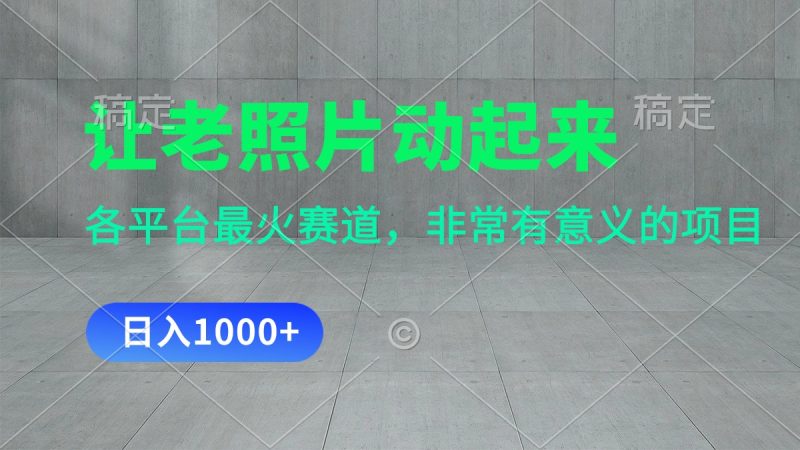 (11671期)让老照片动起来,一天变现1000+,各平台最火赛道,看完就会-生财有道