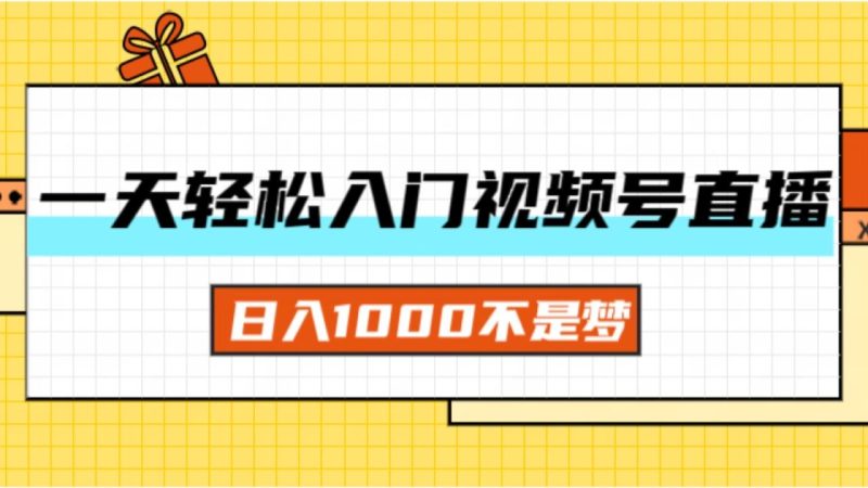 （11906期）一天入门视频号直播带货，日入1000不是梦-生财有道