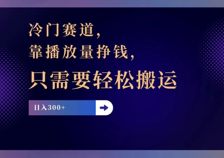 （11965期）冷门赛道，靠播放量挣钱，只需要轻松搬运，日赚300+-生财有道
