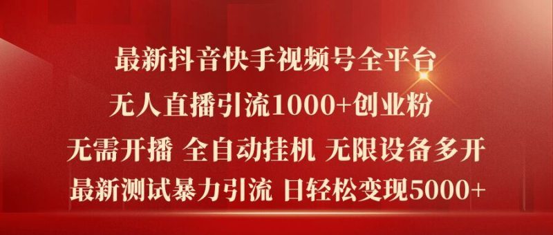 最新抖音快手视频号全平台无人直播引流1000+精准创业粉,日轻松变现5k+【揭秘】-生财有道
