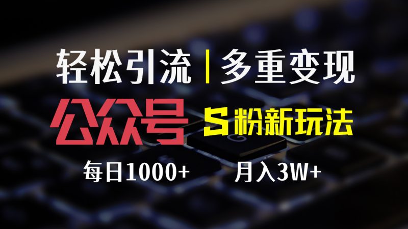 （12073期）公众号S粉新玩法，简单操作、多重变现，每日收益1000+-生财有道