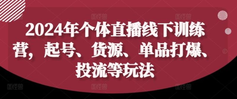 2024年个体直播训练营,起号、货源、单品打爆、投流等玩法-生财有道
