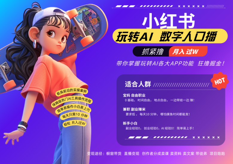 小红书数字人暴力起号  AI改写文案 再也不用费劲录口播每天20分钟  流量火爆日入破…_生财有道创业网-生财有道