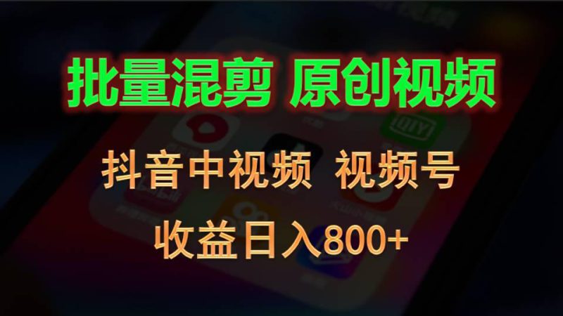 批量混剪生成原创视频，抖音中视频+视频号，收益日入800+_生财有道创业网-生财有道