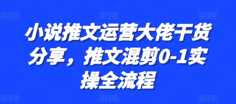 小说推文运营大佬干货分享，推文混剪0-1实操全流程——生财有道创业项目网-生财有道