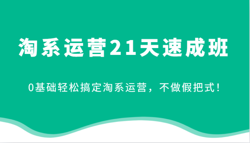 淘系运营21天速成班,0基础轻松搞定淘系运营,不做假把式!_生财有道创业网-生财有道