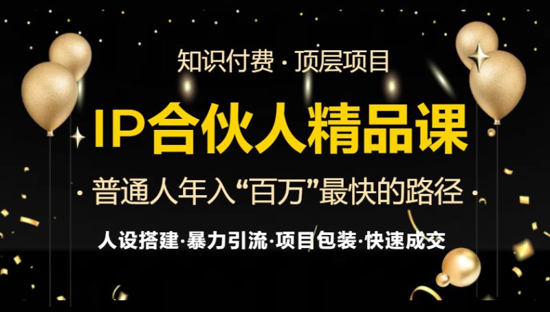 （13297期）IP合伙人最新精品课程，知识付费全流程+最强引流术+小白避坑指南_生财有道创业项目网-生财有道