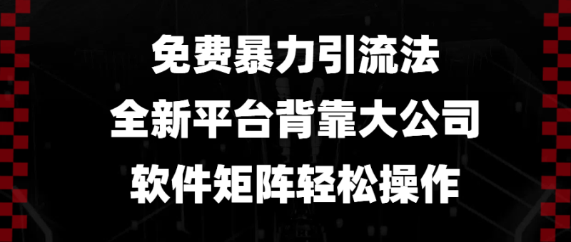（13745期）免费暴力引流法，全新平台，背靠大公司，软件矩阵轻松操作_生财有道创业项目网-生财有道