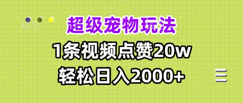 (13578期)超级宠物视频玩法,1条视频点赞20w,轻松日入2000+_生财有道创业项目网-生财有道